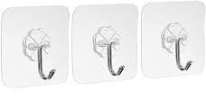 Pack of 3 strong adhesive wall hooks,heavy transparent hooks for kitchen,bathroom door