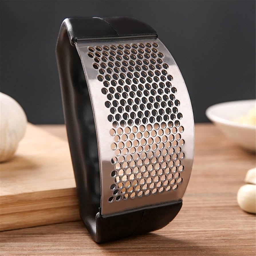 Garlic Press Rocker, Stainless Steel Garlic Mincer and Garlic Crusher, Easy-Squeeze Garlic Tool