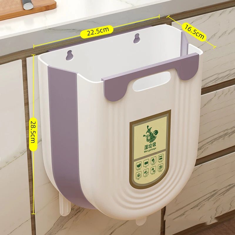Foldable Hanging Kitchen Garbage Bin | Wall Mounted Composting Trash Can 10L | Space-Saving Design | Durable Plastic | for Kitchen, Sink, Office, Bathroom Use K-555