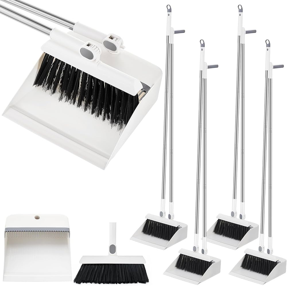 Self Cleaning Foldable Bristle Broom And Dustpan Set