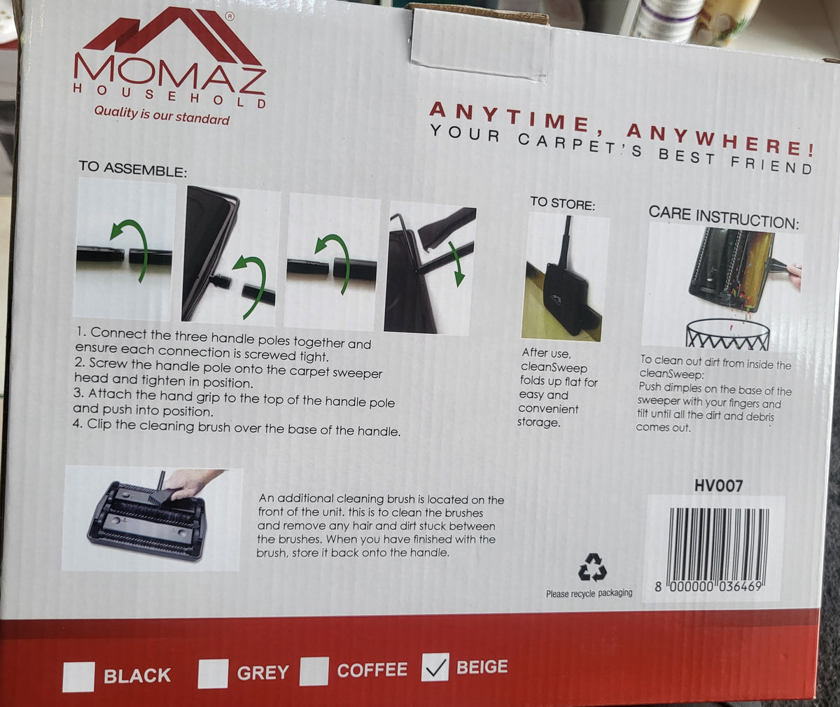 Momaz Clean Sweep Carpet Sweeper HV007