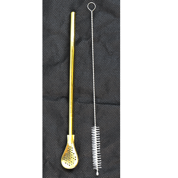 Gold Stainless Steel Straw Filter Spoon Set Of 6 Pcs with cleaning LED SD-686