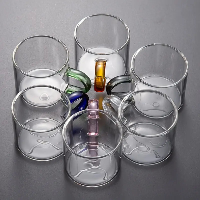 Multi-Color . Clear Glass Espresso Cups Set of 6