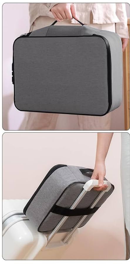 Fireproof Waterproof Document, Laptop Bag Safety,Organizer Zipper Money Pouch Multi-Layer Card Case Travel File Bag Papers Storage Box