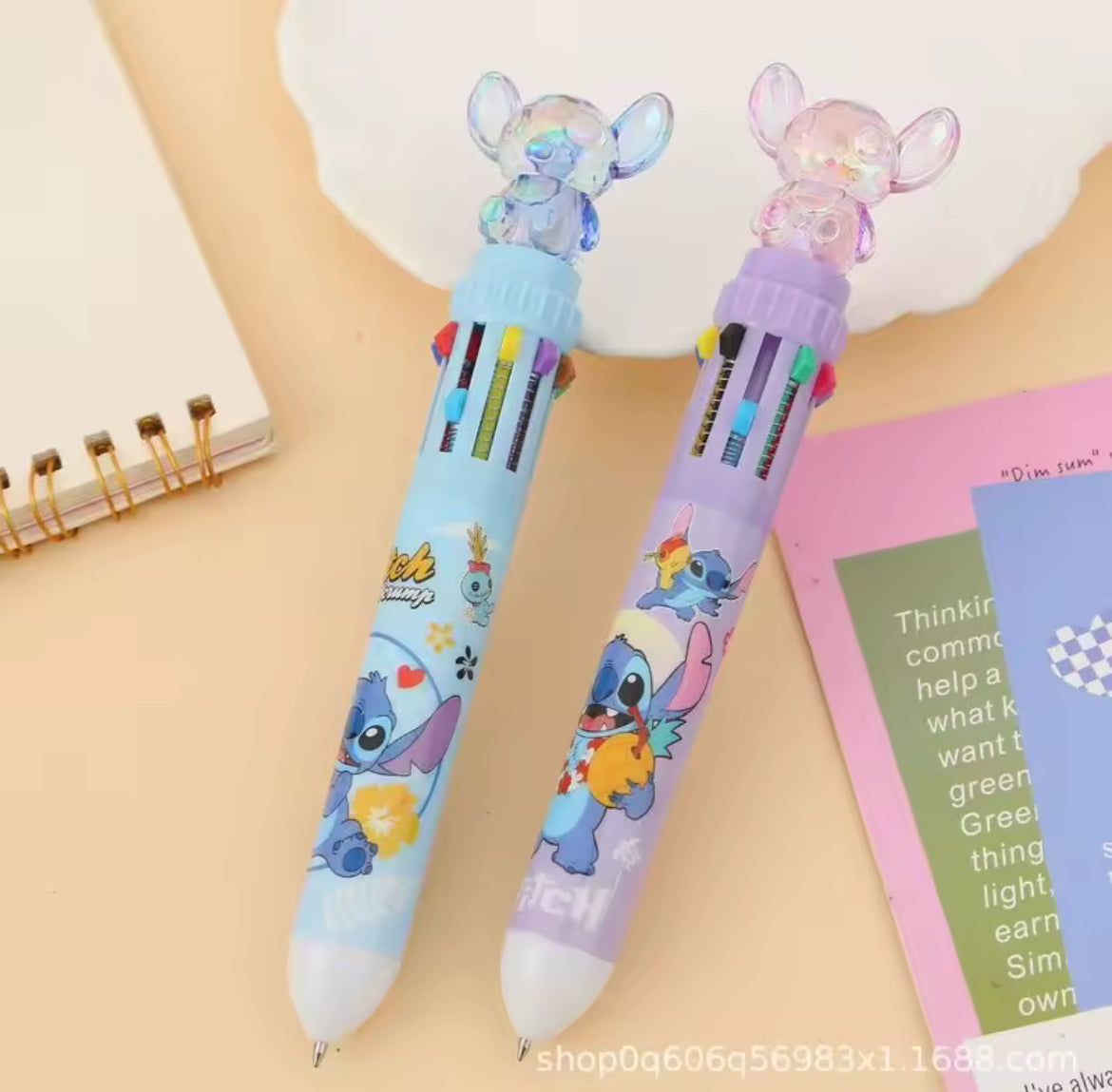 Ballpoint Pen Disney Stitch Cartoon Lilo Crystal 10 Color Marker 0.7mm Student Graffiti School Childrens Stationery Gifts(1 pc)