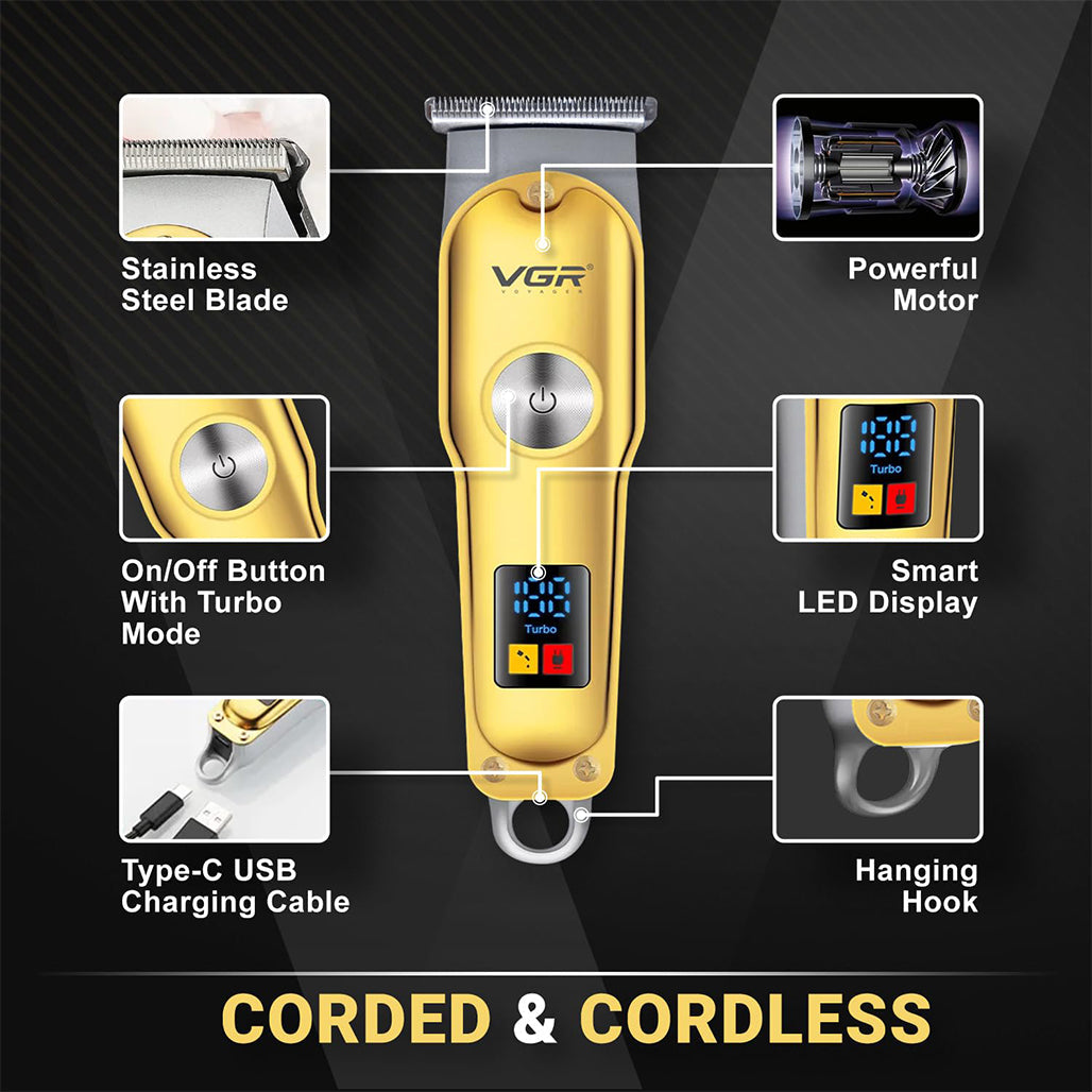 VGR V-290 Professional Hair Clipper with LED Display Runtime