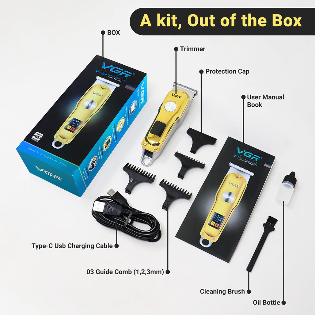 VGR V-290 Professional Hair Clipper with LED Display Runtime
