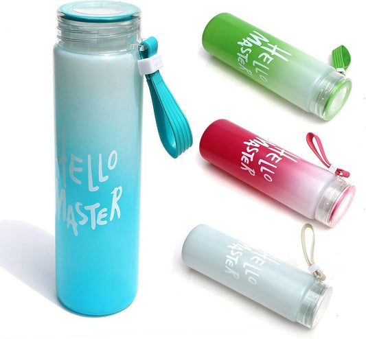 Master Glass Water Bottle with Airtight Cap Holder Strap, 480 ml