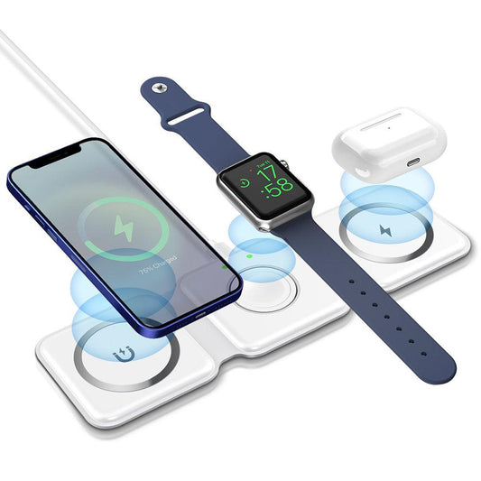 Wireless Charger, Mag-Safe Duo Charger, Foldable Wireless Charging Pad, Portable 3 in 1 Foldable Charging Dock for Samsung  & Iphone iWatch ,Airpods