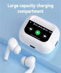 Airpod Pro 2Generation with Display Touch Screen Control Wireless Earbuds, with ANC ENC Active Noise Cancellation, Type C Fast Charging White