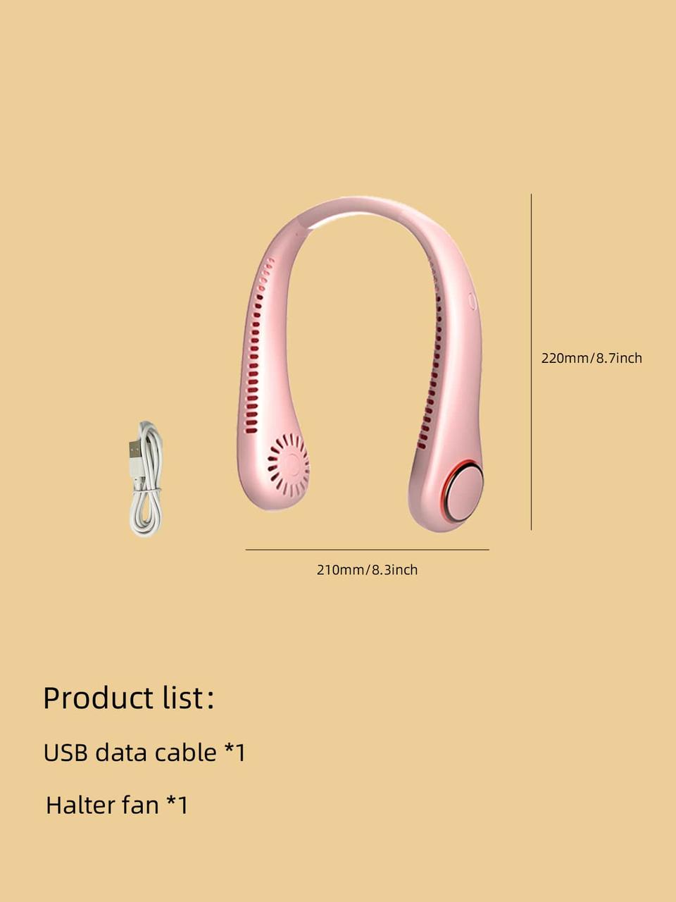 Rechargeable Fan, Creative Portable Pink Hanging Neck Fan For Cooling