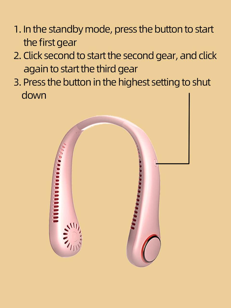 Rechargeable Fan, Creative Portable Pink Hanging Neck Fan For Cooling