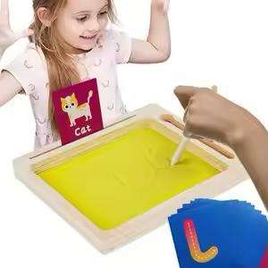 Wood Sand Tray - Sand Writing Trays, Kids Sensory Trays | Montesori Teaching Aids Letter Spelling Words Scraping Sandbox, Sand Tracing Tray Educational Toys