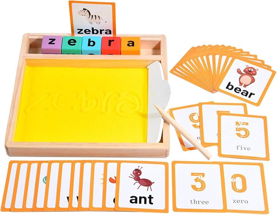 Wood Sand Tray - Sand Writing Trays, Kids Sensory Trays | Montesori Teaching Aids Letter Spelling Words Scraping Sandbox, Sand Tracing Tray Educational Toys