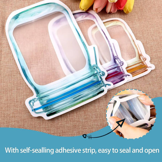 Reusable Lock Mason Jar Zipper Bag Food Storage Snacks Biscuit Pouch Set