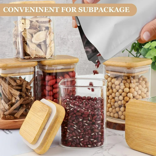 500 ML Food Storage Jars Clear Glass Jar Multipurpose Kitchen Small Canister Glass Storage Containers for Grain Spice Bean