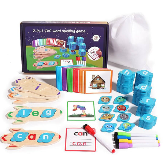 Wooden Word Spelling Game Learn Planets Eco- Math Educational Toy Kids