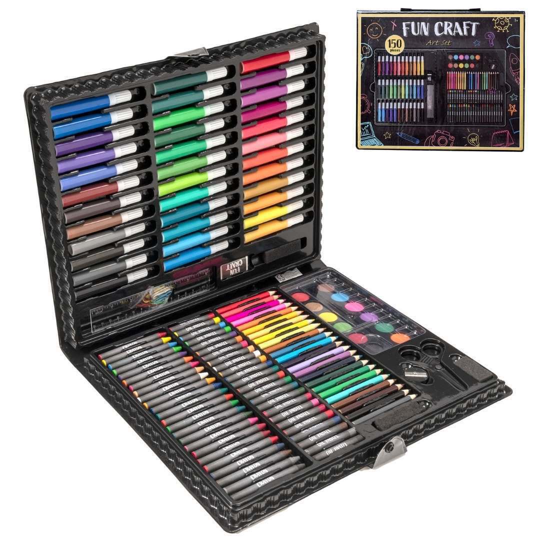 Fun Craft Mixed Media Arts Set 150 Pieces | Kids Craft Set Drawing Painting Kit color Pen