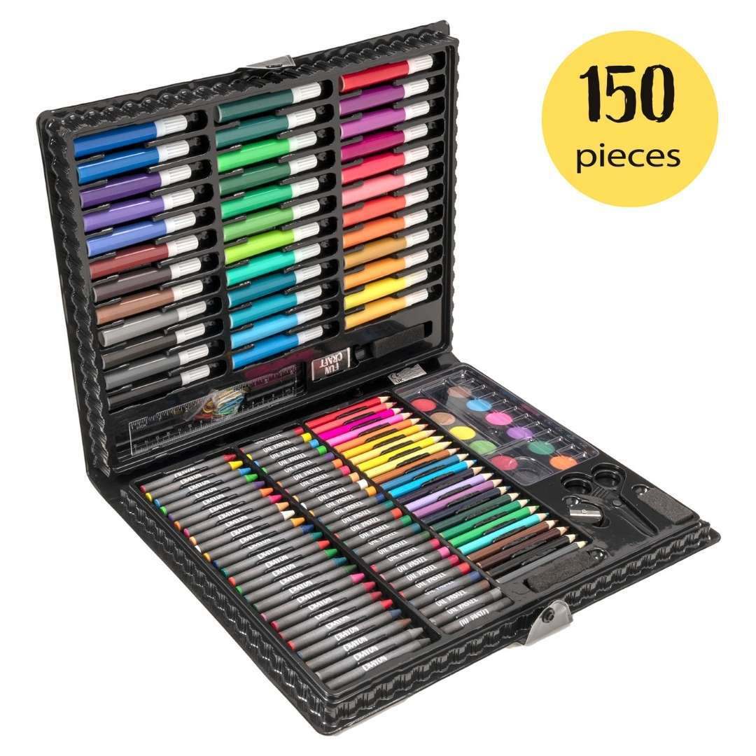Fun Craft Mixed Media Arts Set 150 Pieces | Kids Craft Set Drawing Painting Kit color Pen