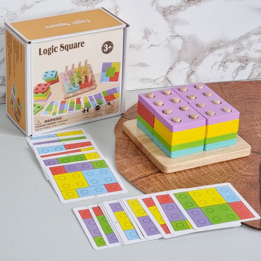 Wooden Logic Square Montessori Building Blocks Assembling Toy kids educational games