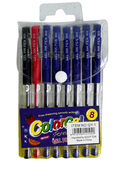 10 Pens Gel ink , package of 10 (4 Blue 4 Red and 2 Black)