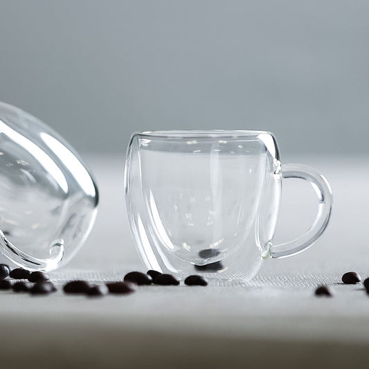 Double Wall Insulated Glass Tea Coffee Latte Glass Hot Cold Cup Mug Handle 200ML