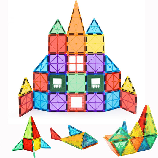 28 pcs Magnetic Tiles Set - 3D Magnet Building Blocks, Educational Construction Toys for Kids – Super Durable with Strong Magnets and Superior Color