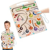 Magnetic Color and Number Maze, Squirrel Montessori Toy, Color Matching Learning Counting and Fine Motor Skills Toy, Wooden Magnet Board Game for Preschool Learning Activities for Boys Girls 3+ Years