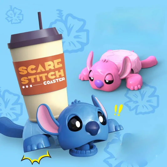 Disney Stitch Coaster Interactive Lever Motion Panicked Pose Novelty Mug Rest Kinetic Sculpture Desk Office Stress Relief Gift
