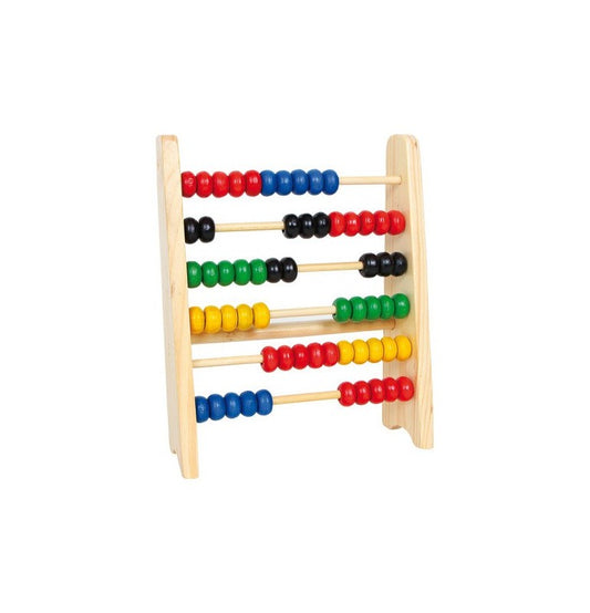Computing rack, wooden abacus with colorful beads, designed as an early childhood educational game.