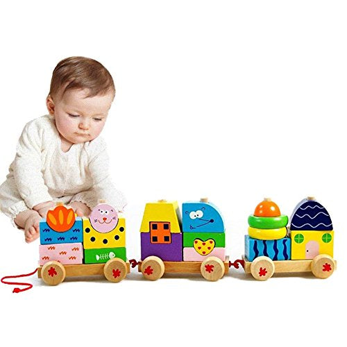 Wooden Train Educational Children Toy,  develop Motor skills and Hand Eye coordination