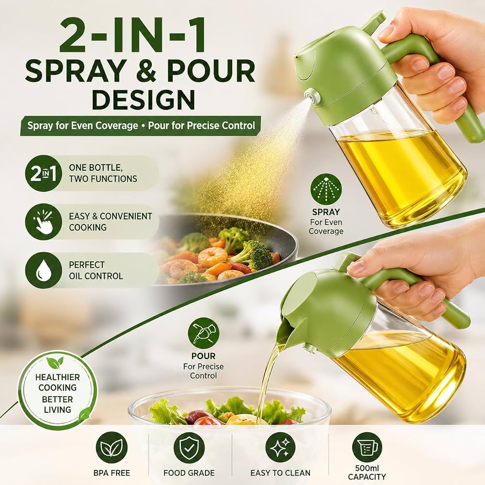 1200 ML Oil Dispenser Bottle with Leak Proof Lid Easy Pour Spout Food Grade Kitchen Oil Vinegar Sauce Storage Container