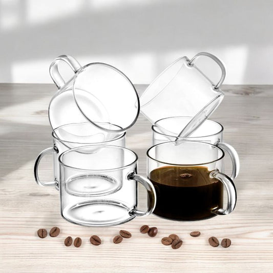 Clear Glass Coffee Cups set of 6 pcs