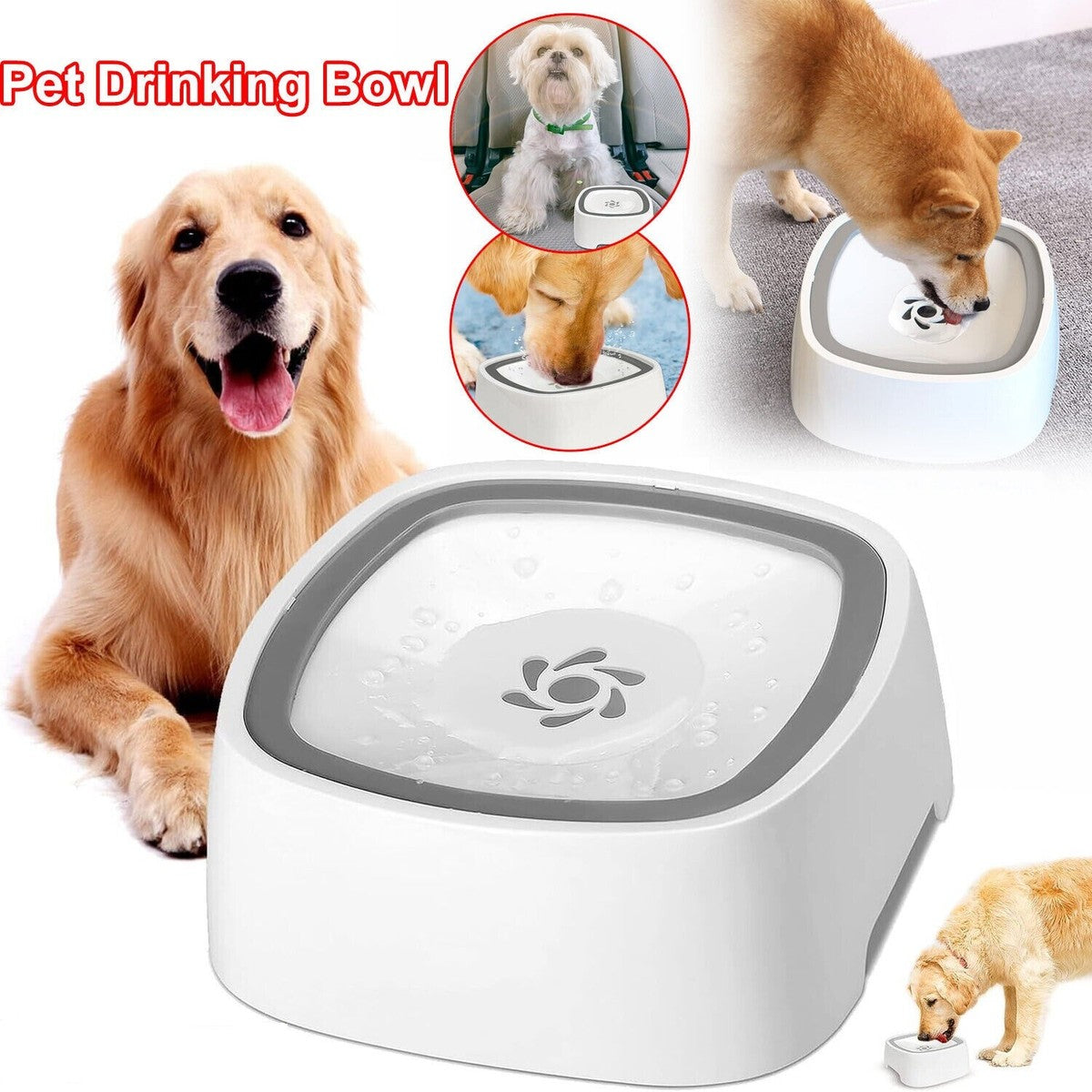 Dog Water Bowl Slow Drinking Water Dispenser Floating Water Bowl for Cat Puppy