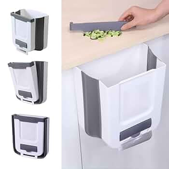 Hanging kitchen trash can, foldable, bedroom bathroom trash can, brown