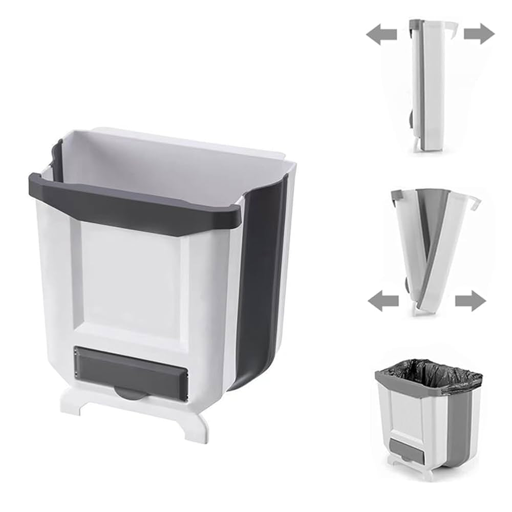 Hanging kitchen trash can, foldable, bedroom bathroom trash can, brown