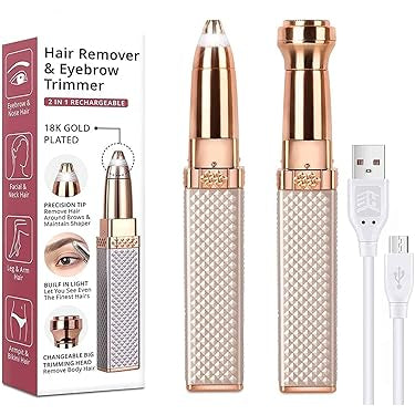 2 in 1 Rechargeable Women's Face Hair Remover Epilator for women Machine for Upper Lip, Chin, Eyebrow, Lips, Body, Arms Hair