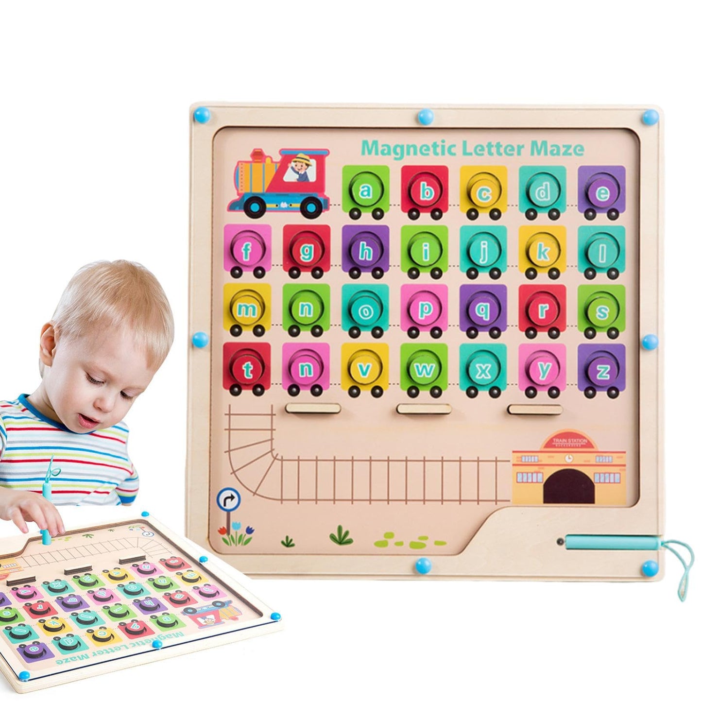 Magnetic Alphabet Maze, Montessori Toys for Boys Girls 3 4 5 Years Old, ABC Alphabet Magnets Fine Motor Skills Toy Sensory Toys for Toddlers, Birthday Gift for Kids