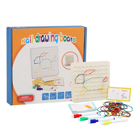 Wooden Montessori Toys Funny Nail Board Geometry Puzzle