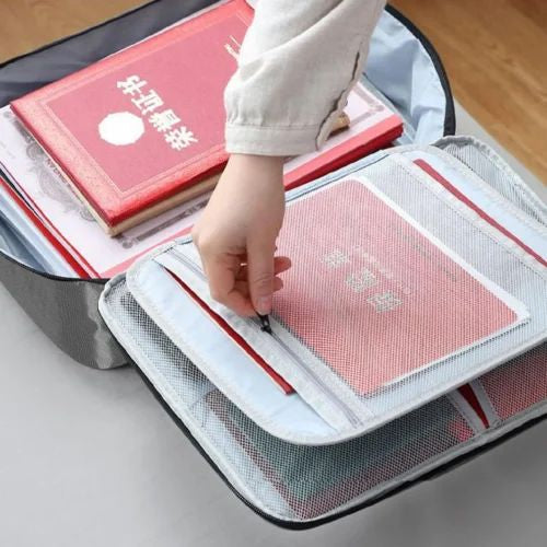 Fireproof Waterproof Document, Laptop Bag Safety,Organizer Zipper Money Pouch Multi-Layer Card Case Travel File Bag Papers Storage Box