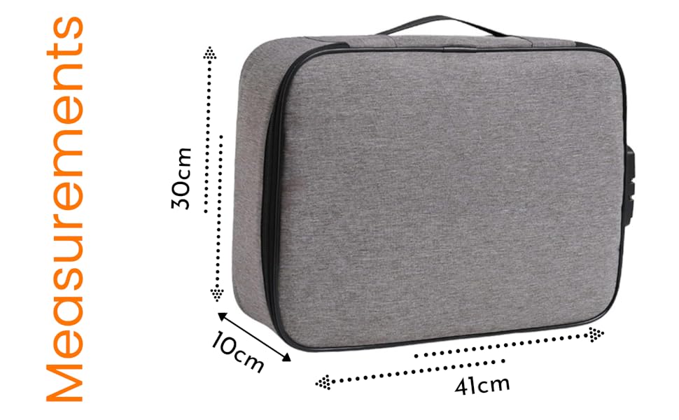 Fireproof Waterproof Document, Laptop Bag Safety,Organizer Zipper Money Pouch Multi-Layer Card Case Travel File Bag Papers Storage Box