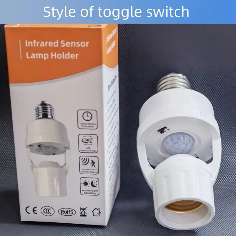Infrared Sensor/ Lamp Holder, 360 Degree sensor, Adjustable Time Delay, Adjustable Ambient Light, Installation Height 2-3 or 5 Meters