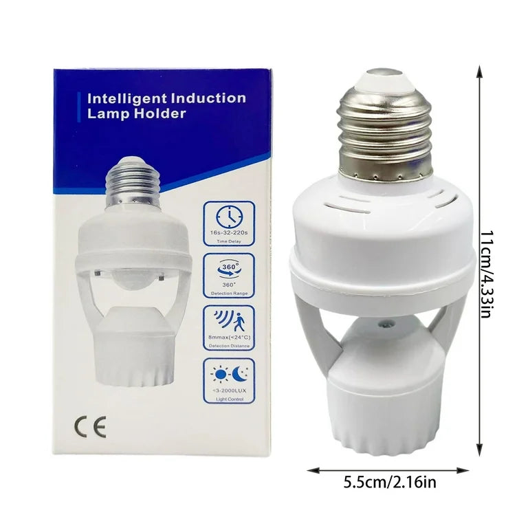 Infrared Sensor/ Lamp Holder, 360 Degree sensor, Adjustable Time Delay, Adjustable Ambient Light, Installation Height 2-3 or 5 Meters