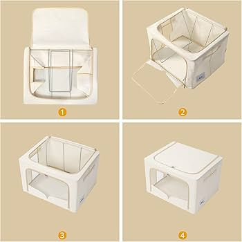 High Quality Fabric Storage Box,Large Capacity Storage Box with Metal Frame and Zips(50*40*30)