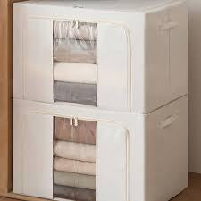 High Quality Fabric Storage Box,Large Capacity Storage Box with Metal Frame and Zips(50*40*30)