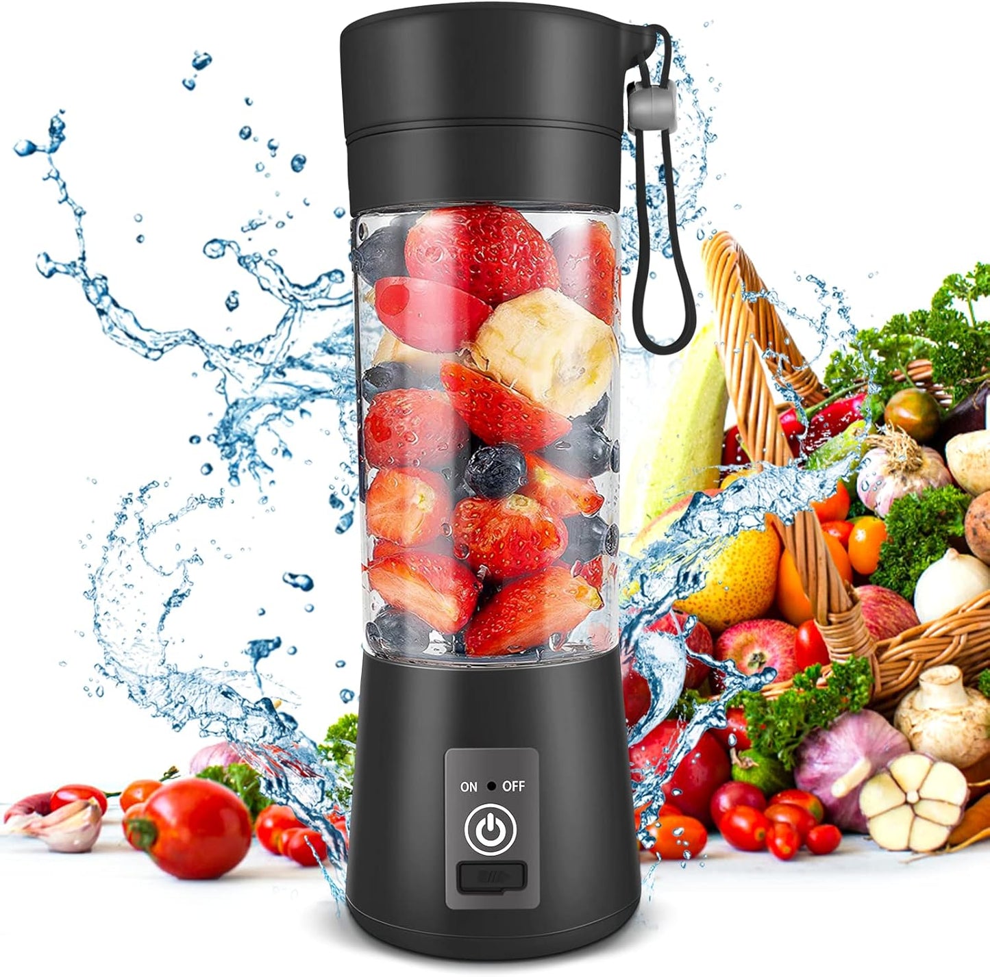 Momaz Portable Blender,Personal Hand Smoothie Travel Blender Cup, Fruit Mixer, 7.4V , 2000 MAH Battery , 600 Watt, 400 ML