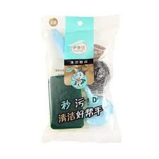 Wideskall Kitchen Cleaning Stainless Steel Sponge with Handle Scouring Pad Brush Steel Wool Scrubber with Sponge