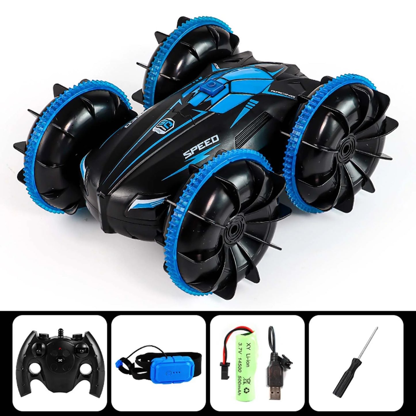 360 Double sided Stunt Car Amphibious RC Car for Kids Dual Remote , Hand sensor and Remote Car 360 degree