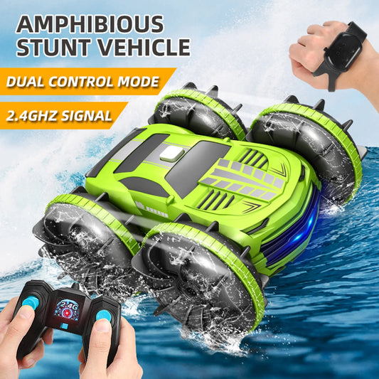 Waterproof Stunt Car Amphibious RC Car for Kids Dual Remote , Hand sensor and Remote Car