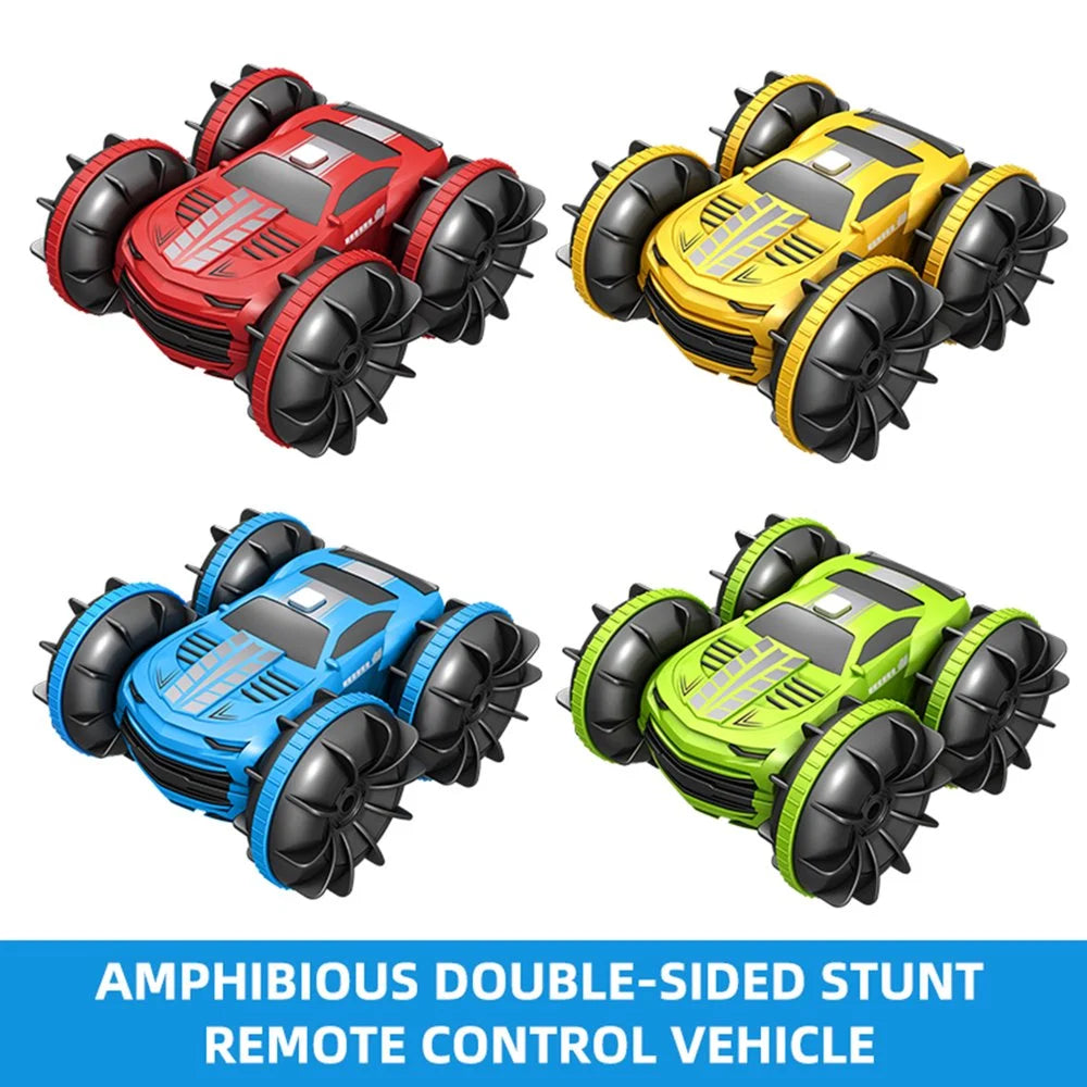360 Double sided Stunt Car Amphibious RC Car for Kids Dual Remote , Hand sensor and Remote Car 360 degree
